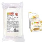 Pâte à sucre blanche 500 g + paillettes dorées