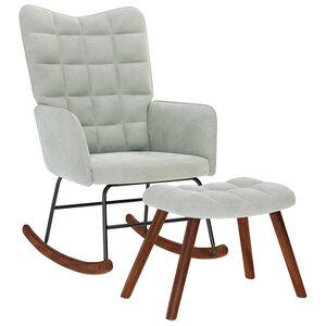 vidaXL Chaise à bascule avec tabouret en velours gris clair