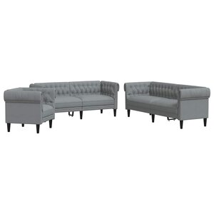 vidaXL Canapé de salon 3 Pièces Gris clair 201 5 x 74 5 x 74 5 cm tissu