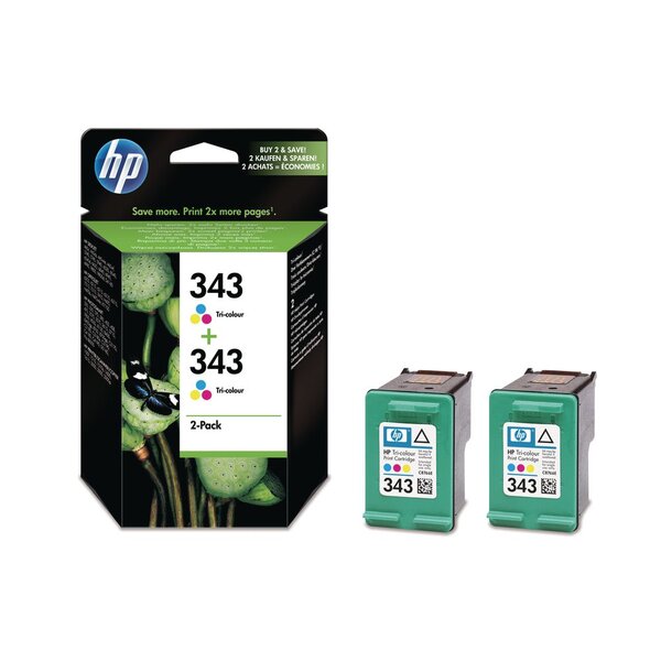 343 cartouche d'encre authentique pack de 2 tricolore (cb332ee) - cyan  magenta  jaune (paquet 2 unités)