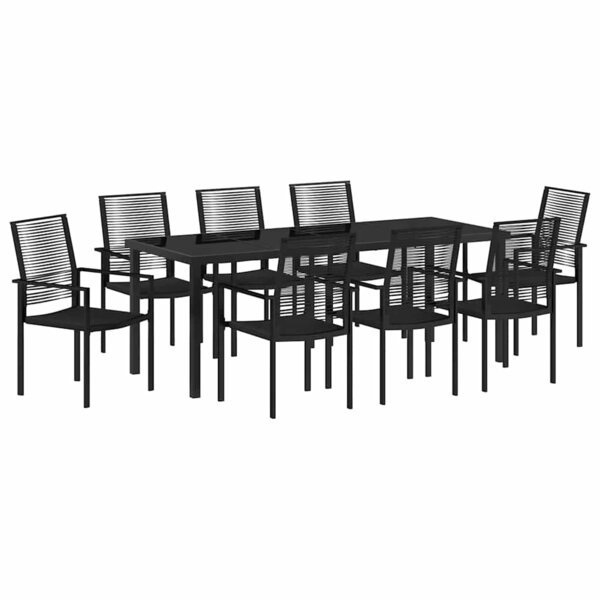 vidaXL Ensemble de salle à manger pour jardin 9 Pièces Noir Rattan PVC