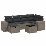 vidaXL Salon de jardin avec coussins 7 Pièces gris clair résine tressée