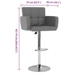 vidaXL Tabourets de bar lot de 2 gris similicuir