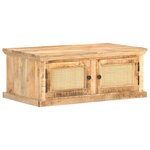 vidaXL Table basse 90x50x35 cm Bois de manguier et canne naturelle