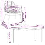 vidaXL Ensemble à manger de jardin 7Pièces noir poly rotin verre