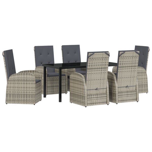 vidaXL Ensemble de meubles d'extérieur 7 Pièces Gris 160 x 80 x 73 cm