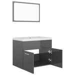 vidaXL Ensemble de meubles de salle de bain Gris brillant Aggloméré