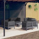 vidaXL Salon de jardin 9 Pièces avec coussins anthracite bois de pin
