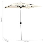 vidaXL Parasol à 3 niveaux avec mât en aluminium Sable 2x2 m