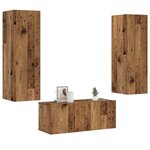 vidaXL Meubles TV muraux 3 Pièces vieux bois bois d'ingénierie
