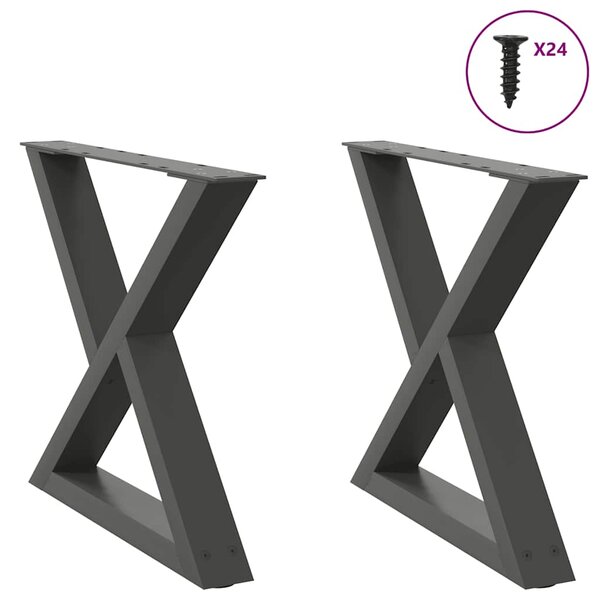vidaXL Pieds de table basse 2 pièces Anthracite 50 x (42-43 3) cm Acier