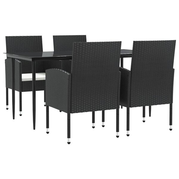 vidaXL Ensemble à manger de jardin 5 Pièces noir résine tressée et acier