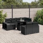 vidaXL Salon de jardin 11 Pièces avec coussins noir résine tressée
