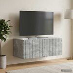vidaXL Meuble TV mural 78 5 x 41 x 30 cm Gris béton Bois d'ingénierie