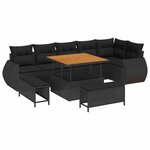 vidaXL Ensemble de canapé de jardin 9 Pièces Noir polyrotin