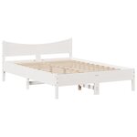 vidaXL Cadre de lit avec tête de lit blanc 135x190 cm bois pin massif