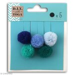 5 pompons ronds en laine 2 cm - Hiver