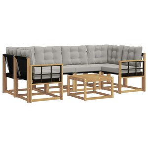 vidaXL Ensemble de canapés d'extérieur 7 Pièces Blanc et gris clair