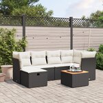 vidaXL Salon de jardin 7 Pièces avec coussins noir résine tressée