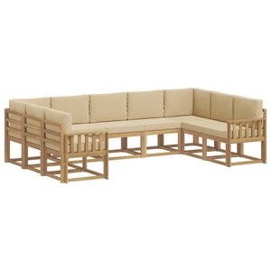 vidaXL Ensemble de canapés d'extérieur 9 Pièces Blanc et Beige