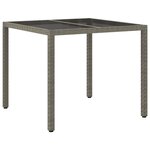 vidaXL Table de jardin pour repas Gris 90 x 90 x 75 cm Poly rotin