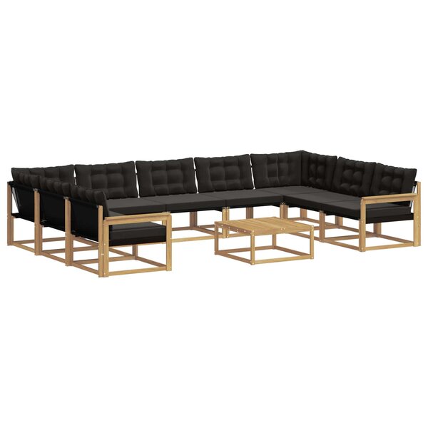vidaXL Ensemble de canapés d'extérieur 10 pc Blanc et noir