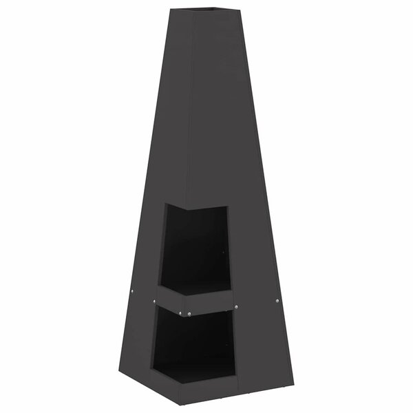 vidaXL Brasero Noir 35 x 35 x 100 cm Acier patiné