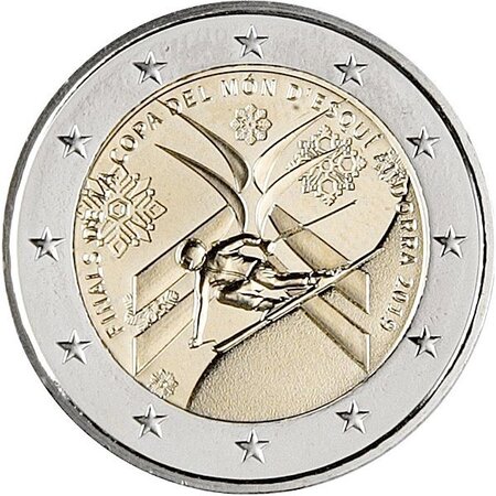 Pièce de monnaie 2 euro commémorative Andorre 2019 BU – Coupe du monde de ski alpin