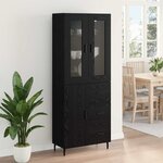 vidaXL Haut Armoire 2 Pièces Chêne noir Bois Aggloméré et Verre