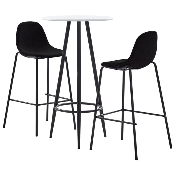 vidaXL Ensemble de bar 3 Pièces Tissu Noir