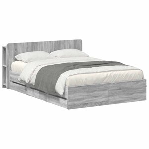 vidaXL Cadre de lit avec rangement Sonoma gris 160 x 200 cm