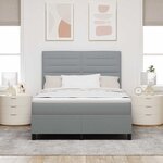 vidaXL Lit à ressorts avec matelas Gris clair 140 x 190 cm tissu