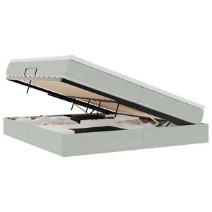 vidaXL Lit avec rangement et matelas Gris clair 200 x 200 cm Velours