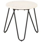 vidaXL Table basse Blanc 40x40x40 cm Pierre véritable texture marbre