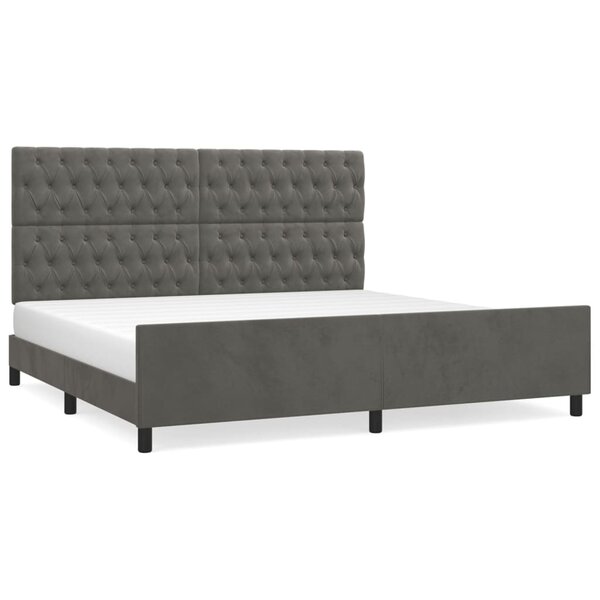 vidaXL Cadre de lit avec tête de lit Gris foncé 200x200 cm Velours