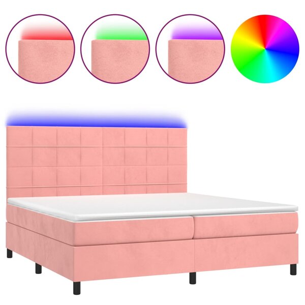 vidaXL Sommier à lattes de lit matelas LED Rose 200x200 cm Velours