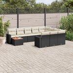 vidaXL Salon de jardin 11 Pièces avec coussins noir résine tressée
