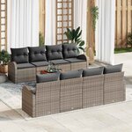 vidaXL Ensemble de canapé de jardin 9 Pièces Gris Poly rotin