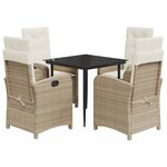 vidaXL Ensemble à manger de jardin avec coussins 5Pièces Beige poly rotin