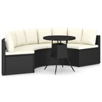 Salon de jardin meuble d'extérieur ensemble de mobilier 5 pièces avec coussins résine tressée noir 02_0016476