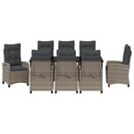 vidaXL Ensemble de meubles de jardin 9 pièces avec coussins Gris Poly Rattan