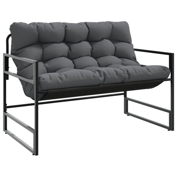 vidaXL Banc de jardin avec coussin anthracite 113 cm acier