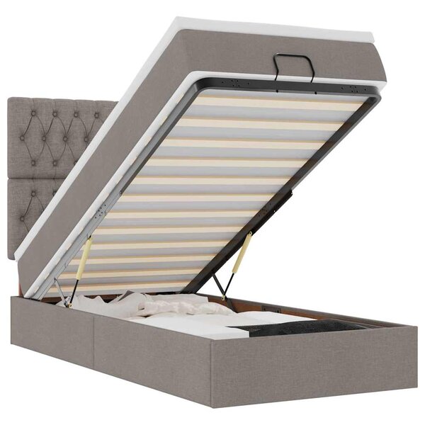 vidaXL Cadre de lit ottoman avec matelas taupe 100x200 cm tissu
