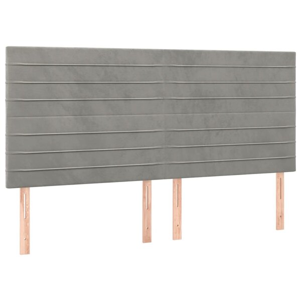 vidaXL Têtes de lit 4 Pièces Gris clair 90x5x78/88 cm Velours