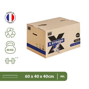 Pack and Move - Lot de 5 Cartons Déménagement X Strong - 60 x 40 x 40 cm - Charge 40 kg - Extrême Résistance - Grande Capacité