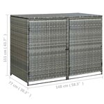 vidaXL Abri de poubelle double Résine tressée Anthracite 148x77x111cm