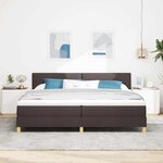vidaXL Lit à sommier avec matelas et LED Marron Foncé 200x200 cm Tissu