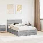 vidaXL Cadre de lit Gris Sonoma 135 x 190 cm Bois d'ingénierie