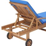vidaXL Chaises longues avec coussins 2 Pièces Bois de teck solide Bleu