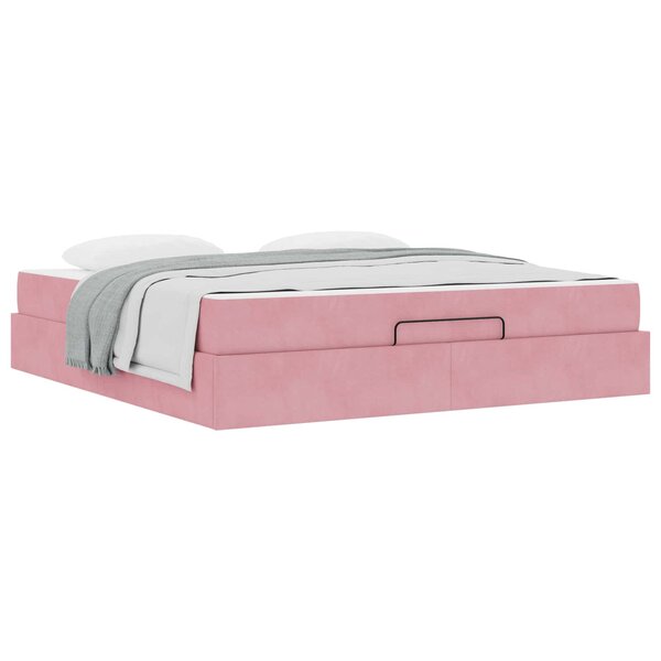 vidaXL Cadre de lit avec matelas avec matelas 2 Pièces Rose Velours